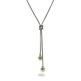 Eve's Addiction Sterling Silver Mesh Knot Necklace with Freshwater Pearls