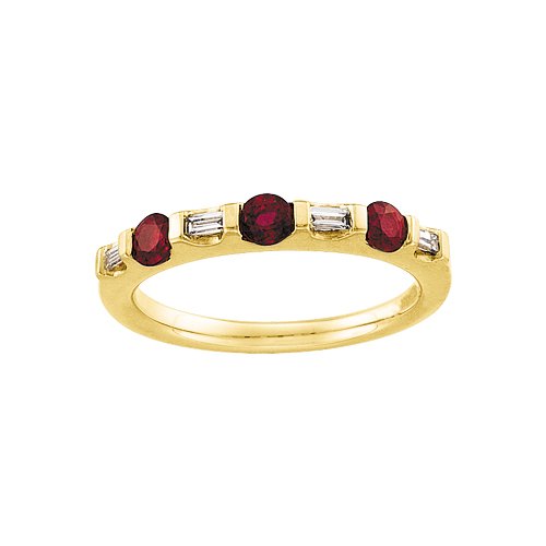 14K Yellow Gold 0.15 ct. Diamond with Alternating 2/3 ct. Ruby Anniversary Band (Size-7) onSale