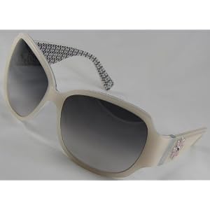 Coach Sunglasses, April S444, Ivory Frame  Fade Grey Lenses  Crystal Flower Detail