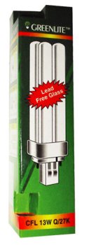 Kitchen: 13W Compact Fluorescent Plug In Bulb by Greenlite USA Soft White Light Quad Tube 2 Pin