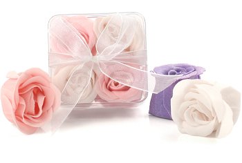 Rose Petal Soap Flower - Pink & White