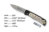 Smith & Wesson 3.4 lockback Single Blade Pocket Knife w/ Scrimshaw Wild Horses Scene