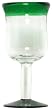 Hand Blown Glass with Pine Green Rim Wine Glass 7.25"H 10oz Set of Four