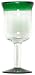 Hand Blown Glass with Pine Green Rim Wine Glass 7.25"H 10oz Set of Four