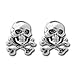 Small Skull & Crossbone Stud Earrings in Sterling Silver, #9894