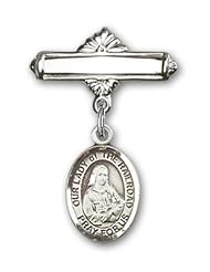 Sterling Silver Baby Badge with Our Lady of the Railroad Charm and Polished Badge Pin