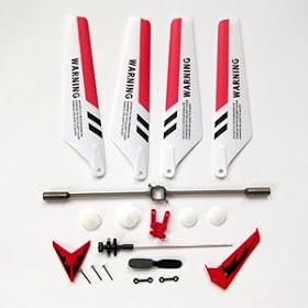 Full Set Replacement Parts for Syma S107 RC Helicopter, Main Blades, Main Shaft,Tail Decorations, Tail Props, Balance Bar, Gear Set,Connect Buckle-Red Set-: Toys &amp; Games