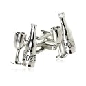 Whimsical Booze and Cup Silver Cuff Links with Presentation Box