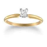  : 10k Yellow Gold Princess Cut Solitaire Diamond Engagement Ring (1/4 ct, J-K Color, I2-I3 Clarity), Size 6