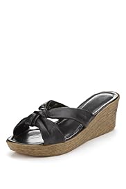 Leather Knot Wedge Sandals