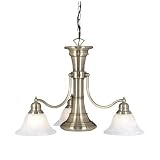 Vaxcel USA Lighting CH30304A, Standford 3 Light Chandelier Lighting Fixture, Brass, Glass, B7982