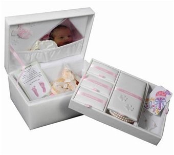 Faux Leather Baby Memories Keepsake Box in Eggshell  Tessa  Jewelry Boxes by Mele  0020150