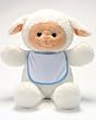 18" White Bib Buddies Lamb with Blue Trim Bib