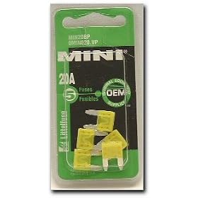 Littelfuse MIN20BP MINI 297 Series Fast-Acting Automotive Blade Fuse - Pack of 5