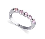 .925 Sterling Silver Band Round Cut Pink Topaz Cubic Zirconia Ring