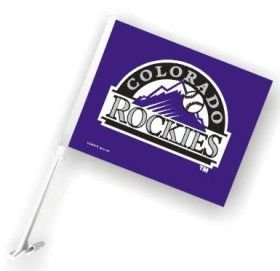 MLB Colorado Rockies Car Flag W/Wall Brackett