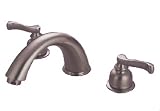 Kingston Brass KC8368 Roman Tub Filler Deck Set with French Lever Handle, Satin Nickel