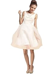 Knee Length Short Sleeveless Ballerina Organza  Lace Wedding Dress  With a Bow(s)