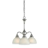 Royce Lighting RMC300/3-12 Hastings Three-Light Mini Chandelier Brushed Steel with White Alabaster Globes