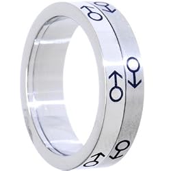 Stainless Steel Two Tone MALE SPINNER Ring