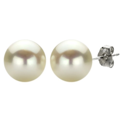 Sterling Silver 8-9mm White Freshwater Pearl High Luster Stud Earring AAA Quality.