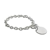 Eve's Addiction Sterling Silver Round Tag Bracelet