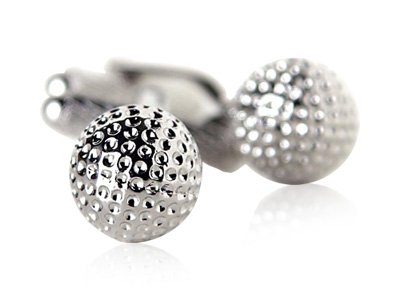 Golf Ball Golfer Silver Cufflinks