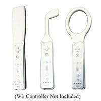 Sports Pack Attachments for Nintendo Wii Console ~ Includes Tennis Racquet, G...