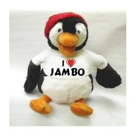 Chubbs Plush Penguin Toy with I Love Jambo T-Shirt