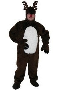 Deluxe Christmas Reindeer Suit w/ Open Face Adult Costume Size 50 Large