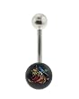 Genuine Ed Hardy Stainless Steel Belly Ring - Tiger with Hat Logo in 8mm - 14 Gauge - 5mm Ball - Sold Individually