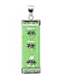 .925 Sterling Silver Rectangular Shape Green Jade Chinese Good Luck Letters 1.5" x 0.4" Dangle Pendant