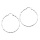 Sterling Silver 2.00mm Diamond Cut Hoop Earrings