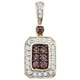 1/4 Carat Chocolate & White Diamonds Yellow Gold Pendant w/ Chain