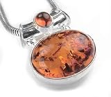 Sterling Silver Double Baltic Amber Stone Slide Pendant