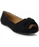 City Classified Yager-S Open Toe Knotted Womens Ballet Flats BLACK