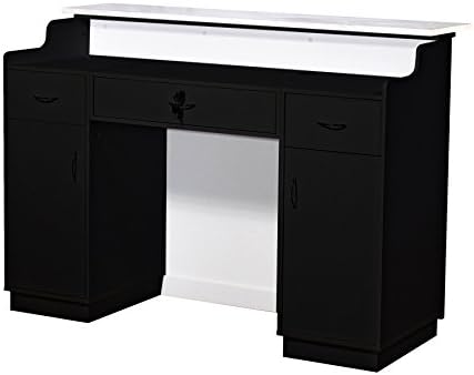 Elizabeth Tufted Padded Salon Reception Desk - Black/Red/White Marble