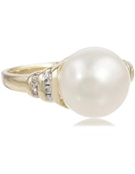 10k Yellow Gold Freshwater Cultured Pearl Diamond Fashion Ring (0.1 cttw, G-H, I1 I2 Clarity)