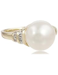 10k Yellow Gold Freshwater Cultured Pearl Diamond Fashion Ring (0.1 cttw, G-H, I1 I2 Clarity)