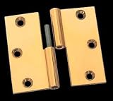 3.5 x 3.5 inch Left Lift-Off Square Door Hinge - Bright Solid Brass