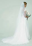Cut Edge Long White Cathedral Wedding Veil