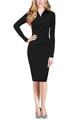 V-neck Peplum Cotton/Polyester/Spandex Long Sleeves Midi Dress 