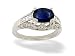 14K White Gold Genuine Oval Sapphire and Diamond Antique Style Ring