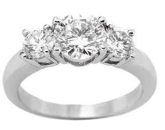 1.62Ct. Three Stone Platinum Certified Round Brilliant Diamond Engagement Ring