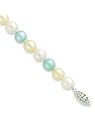 Sterling Silver 18in 7-8mm Blue & White Freshwater Cultured Pearl Necklace.