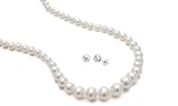 Graduated White Freshwater Pearl Necklace and Earrings Set, .925 Sterling Silver, in Gift Box