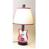 Electric Guitar Lamp Pink with Pink Trimmed Shade