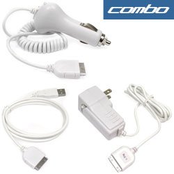 Travel Charger Set (3 pieces) fits Creative Zen Vision:M MP3 Player by Fosmon Technology