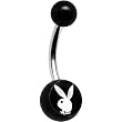 CLASSIC Playboy Bunny Black ACRYLIC Logo Belly Button Ring