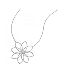 MMA Silver - 18 inch+2 inch Rhodium Plated Flower Necklace
